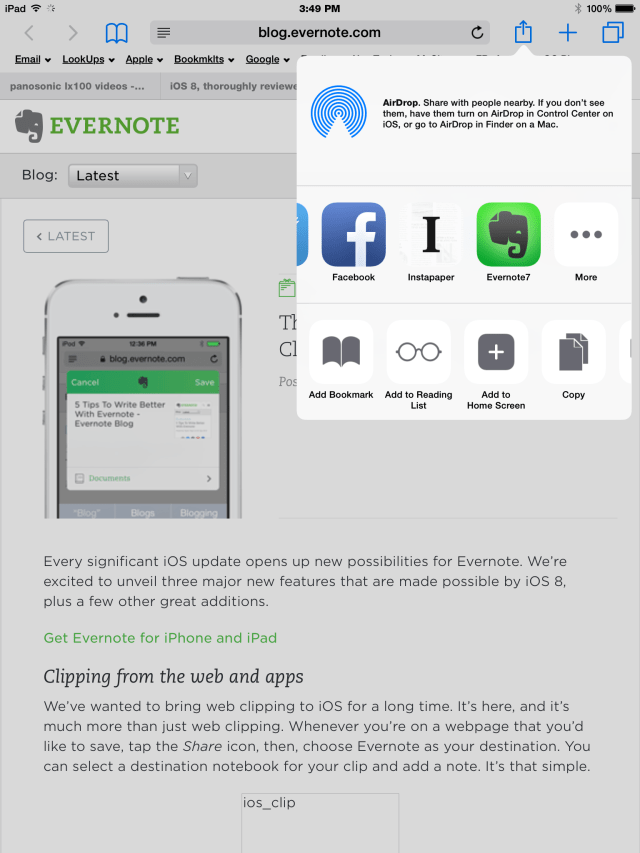 apps and actions Safari ios 8