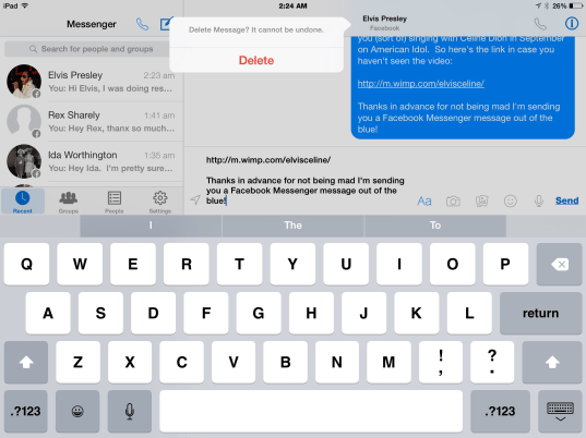 Editing a Message in the Facebook Messenger App
