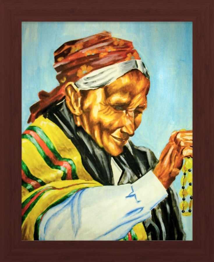 A Bead Vendor Oil Painting