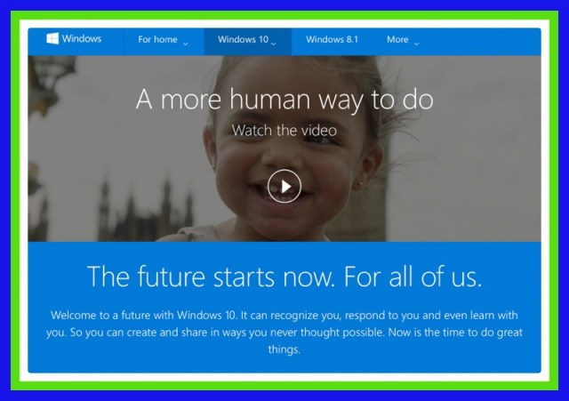 Screenshot of Microsoft's Window's 10 Promotional Video 