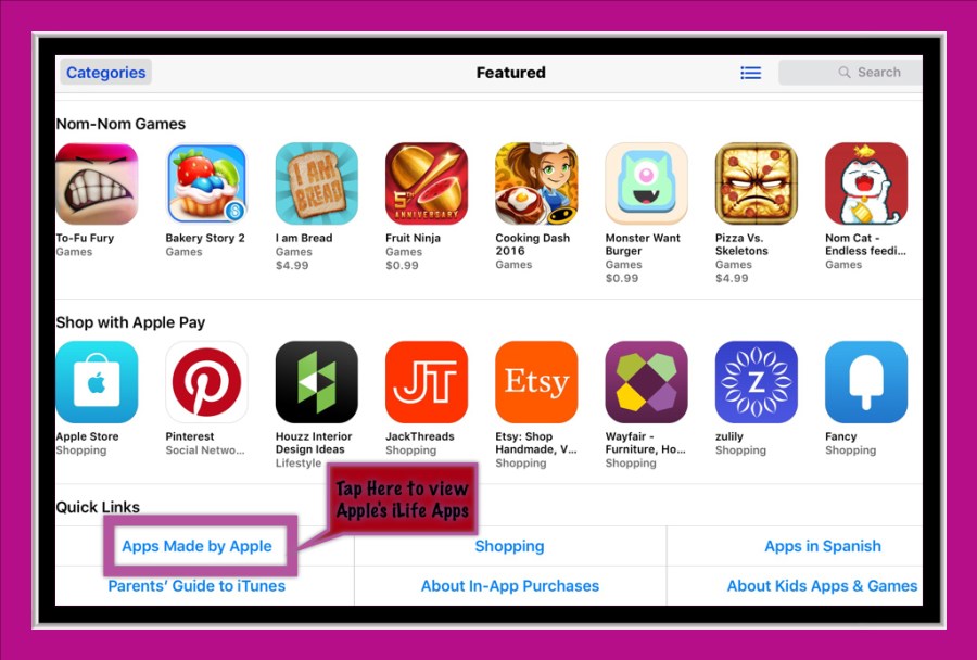 Tap on Apps Made by Apple to Find iLife Apps