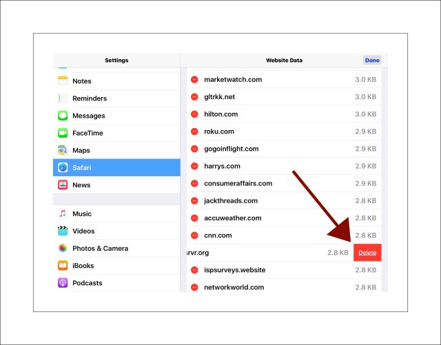 2nd of 2 screenshots showing how to delete a cookie
