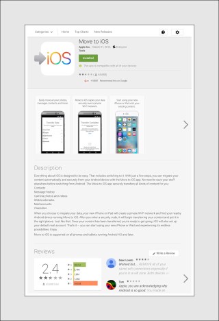 The Move to ios app in Google PlayE