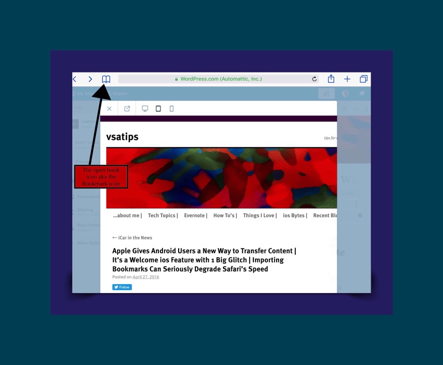 Bookmarks icon in Safari