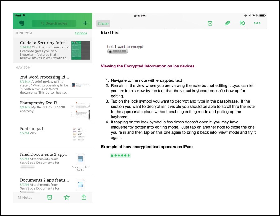 Viewing the encrypted information on ios devices