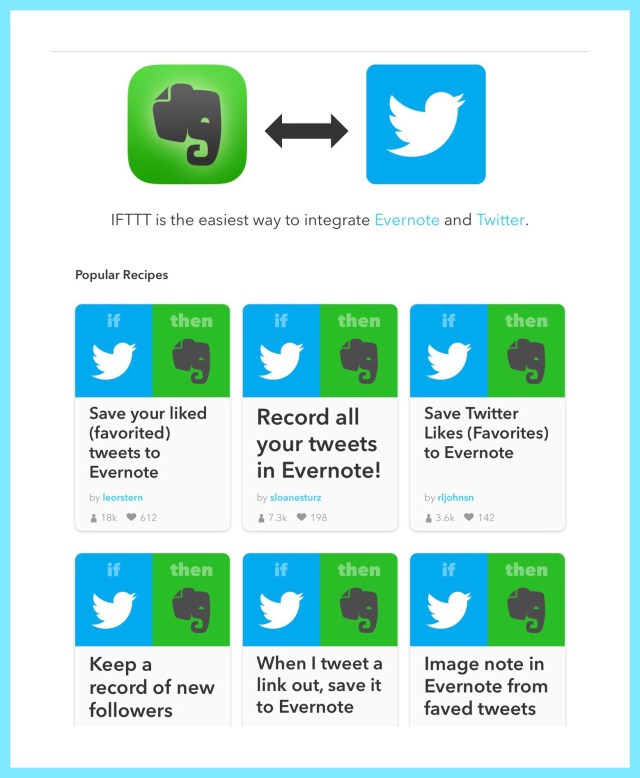 Some cool Twitter - Evernote Recipes