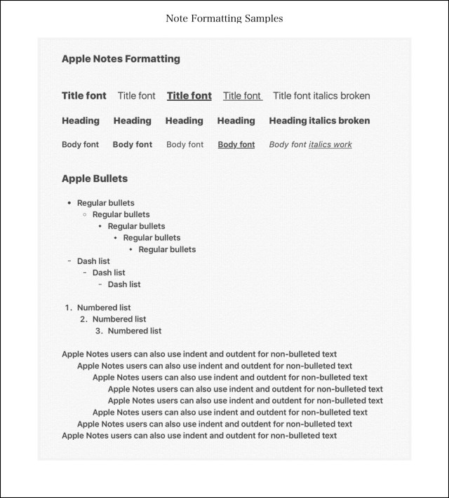 Apple Formatting Sample