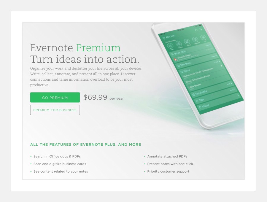 Evernote Premium Features