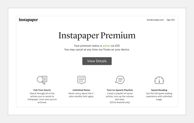 Instapaper Premium Features