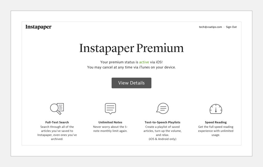 Instapaper Premium Features