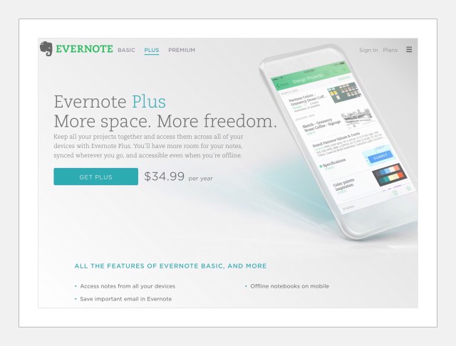 Evernote Plus Features