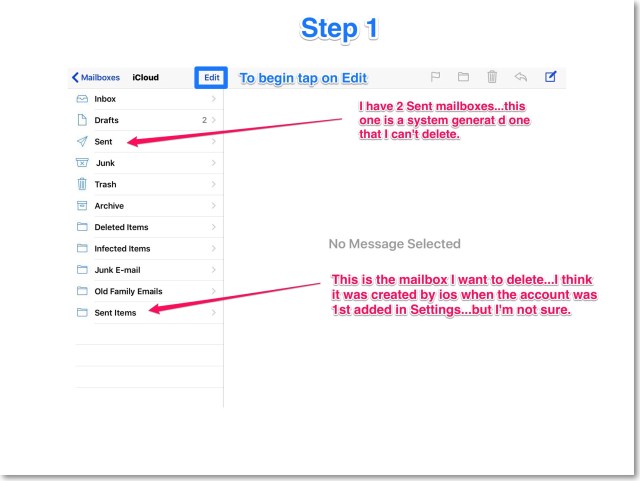 Step 1 to delete mailbox
