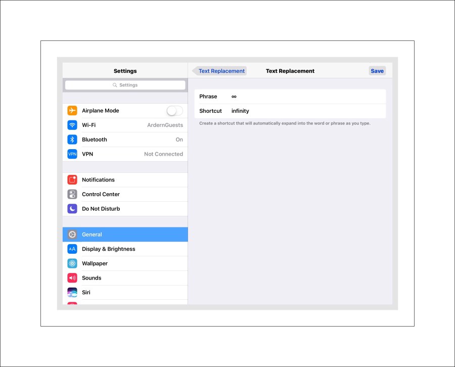 Here I'm adding the ∞ symbol