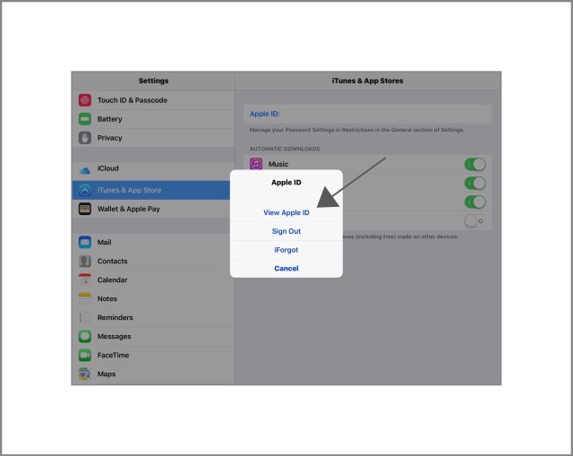 tap on view my Apple ID