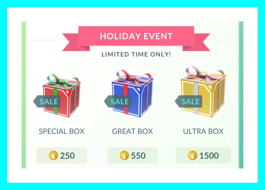 PokémonGo Christmas gift box options