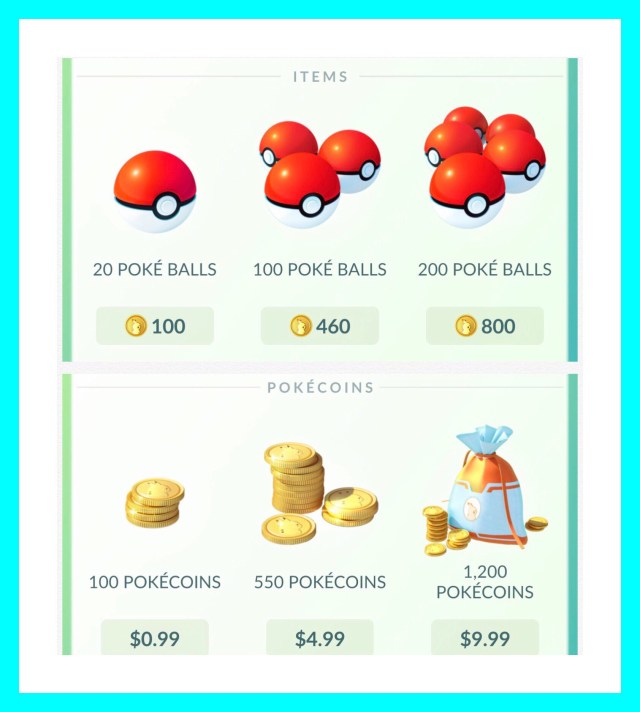 Cost of Poke-balls & coins