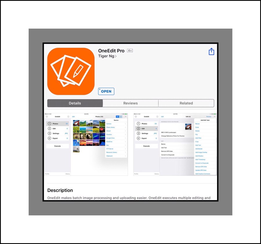 OneEdit Pro App Store screenshot