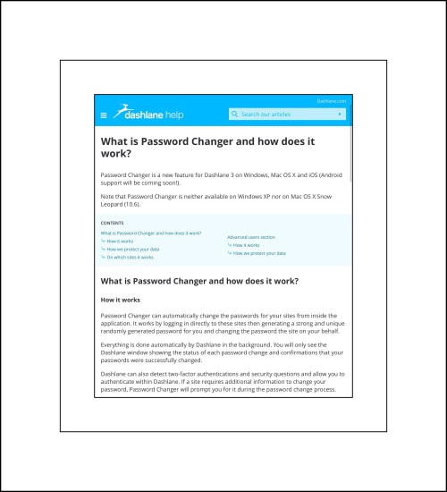 How Dashlane markets password changer 