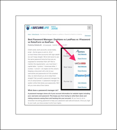 Recent comparison of password managers 