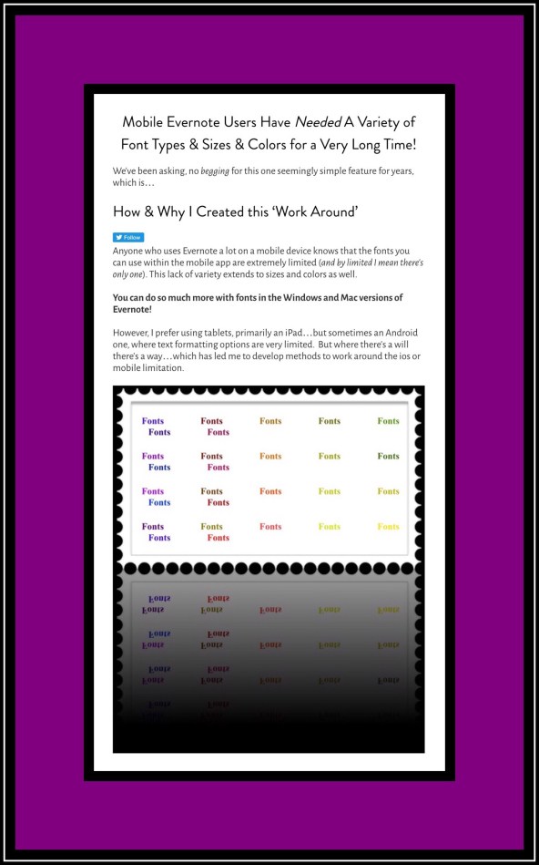 Evernote Font Cheat Sheet