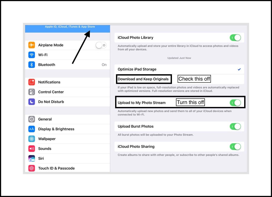 My iCloud Photo Settings Detail Screen