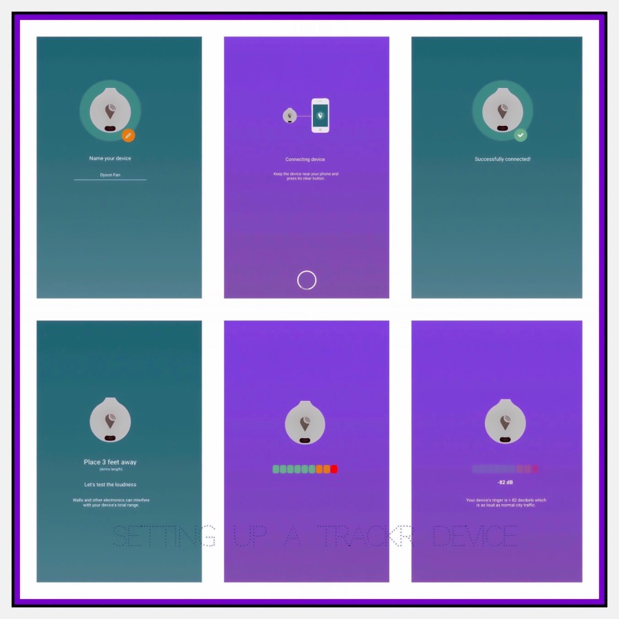 These are the setup screens for adding a new TrackR