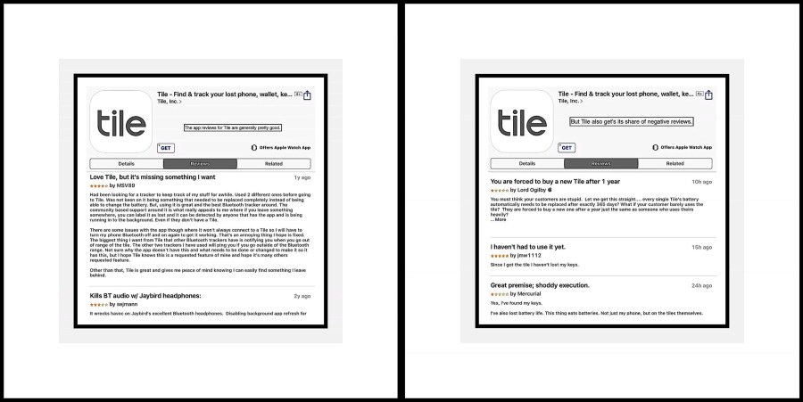 Tile reviews are either great or really bad