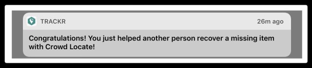 Here's the notification I received from one TrackR