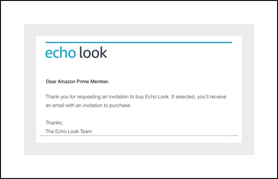 My 'we've received your request for an invitation' email from Amazon