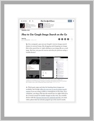The New York Times piece on Google Image Search on the Go