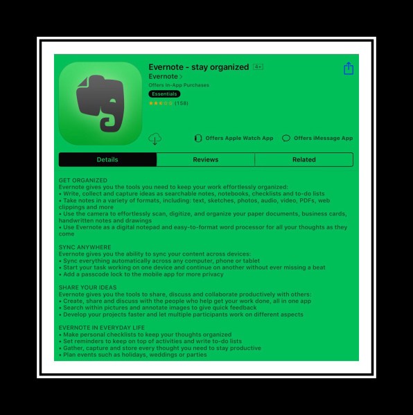 Evernote 8 app for ios