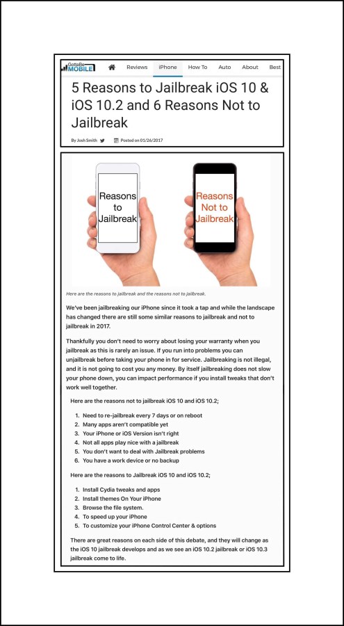 GottaBeMobile's Reasons for and Against Jailbreaking Today