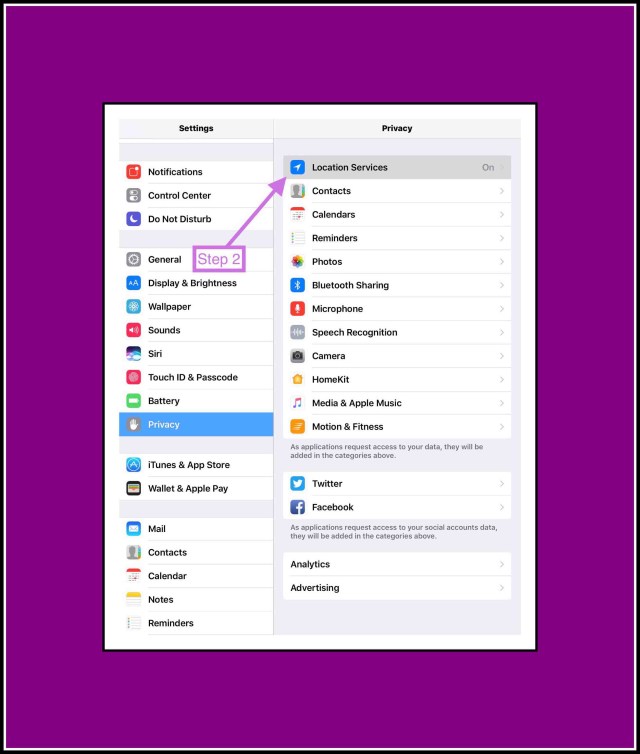 Step 2 Tap on Locations Services