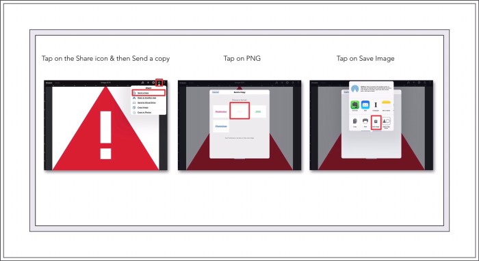 Tap on Send a Copy, PNG and Save 