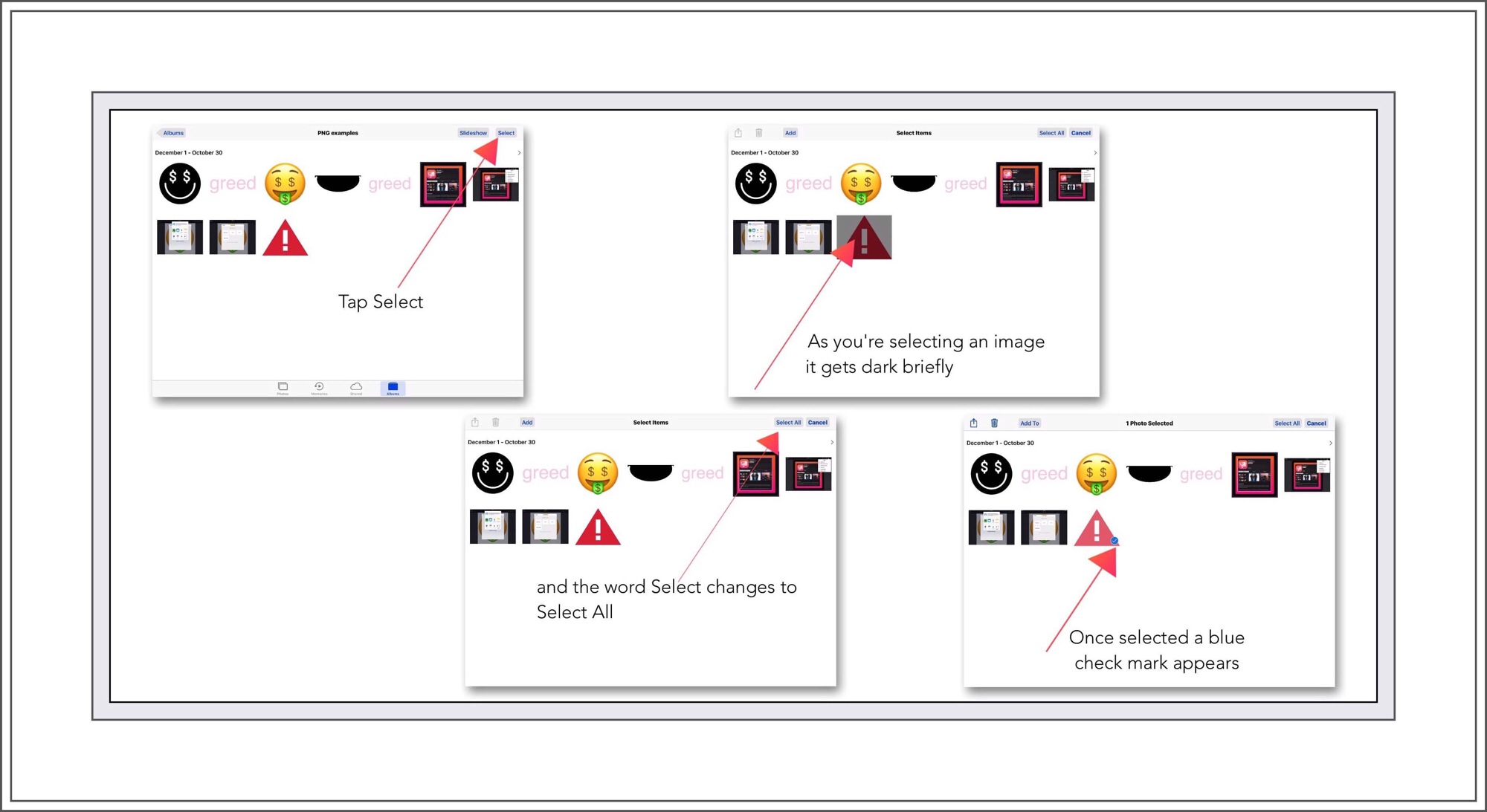 Select an image from an album or the camera roll.