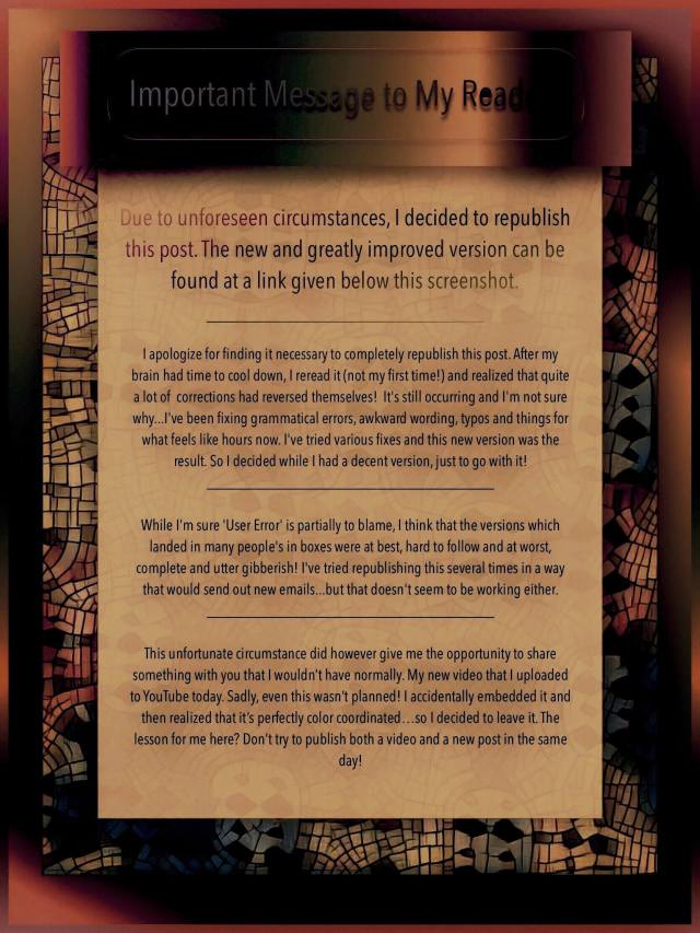 Important Messqge to my Readers