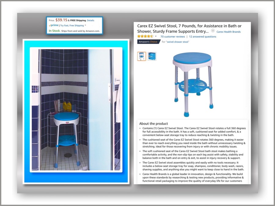 Swivel shower stool