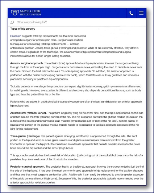 Mayo's overview of hip replacement procedures