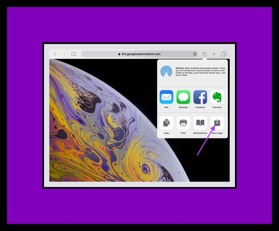 Save image from Share icon