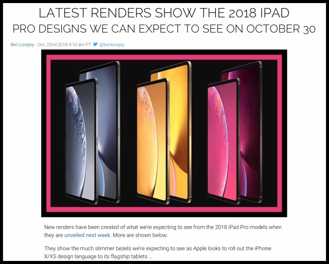 Latest arenders Show the 2018 iPad Pro Designs