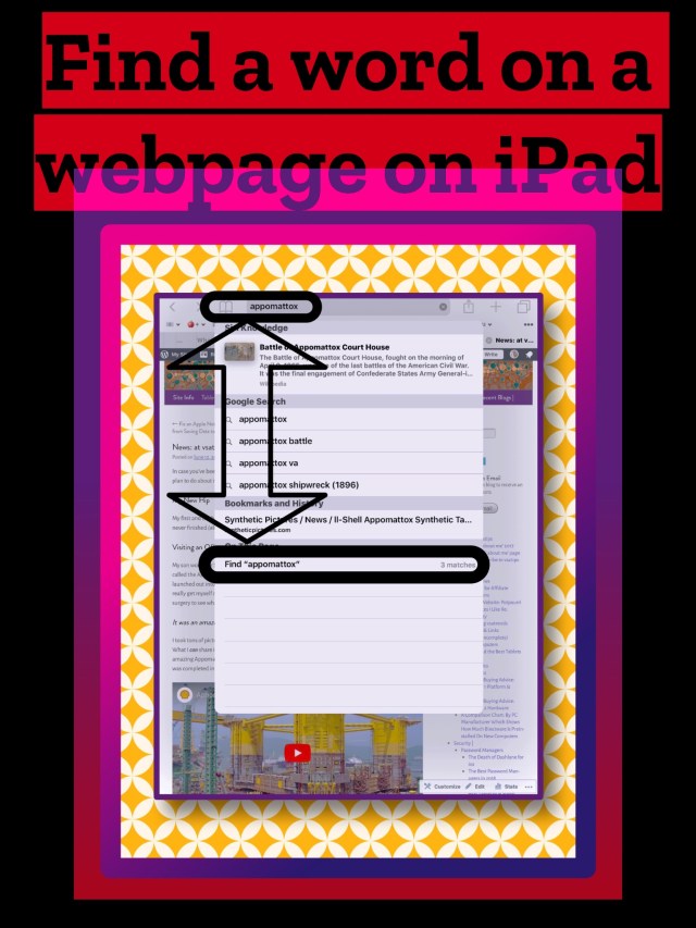 Find a word on a webpage on iPad