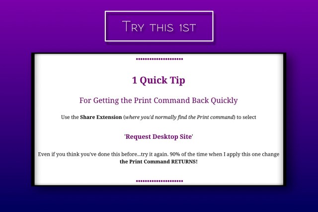 This is the fastest way to fix missing print icon