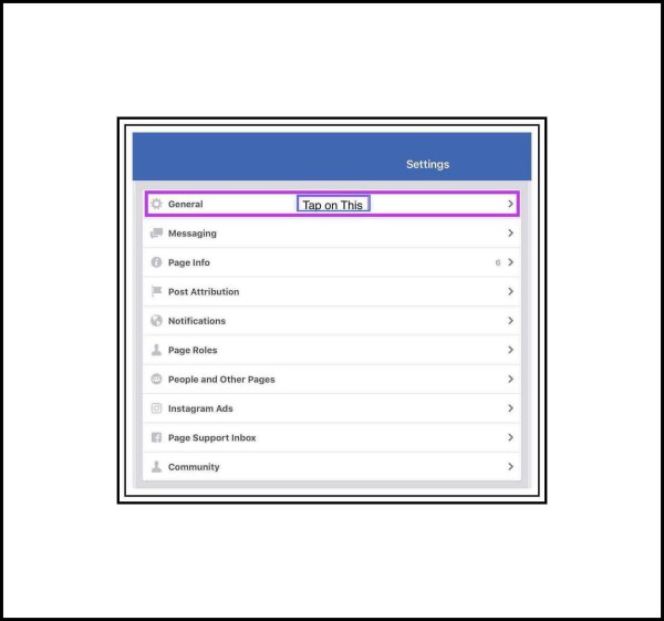 Tap on General