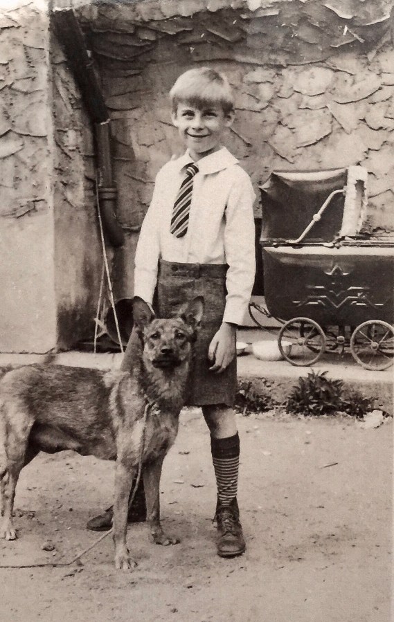 Dad & Bonnie the war dog.