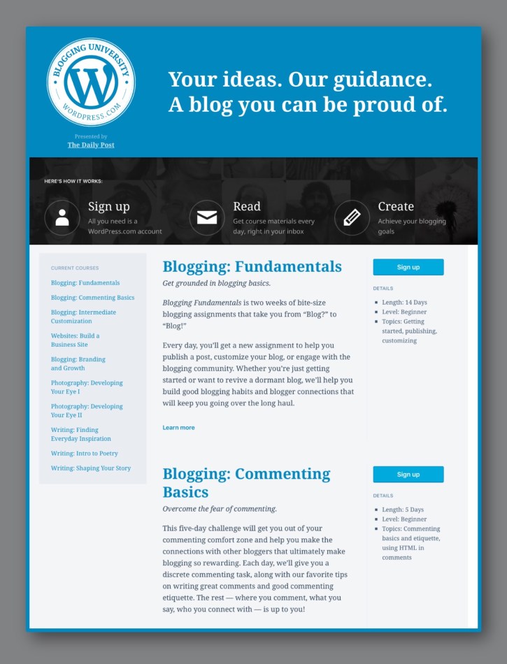 Even Though Blogging U,Offers Self-Guided Courses There's Still an Instructor and a Class Forum Available to All Attendees if Desired