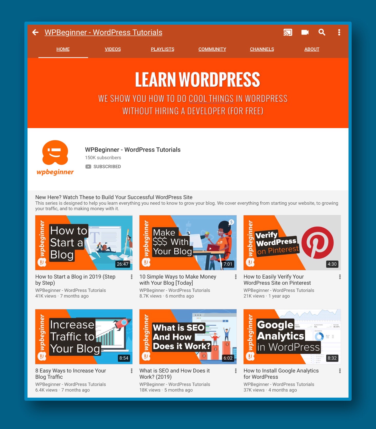 This Youtube channel may not be 'officially' operated by WordPress...but that doesn’t impact the quality of their videos!